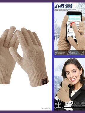 Women's Winter Touchscreen Wool Blend Warm Knitted Gloves Fleece Lined